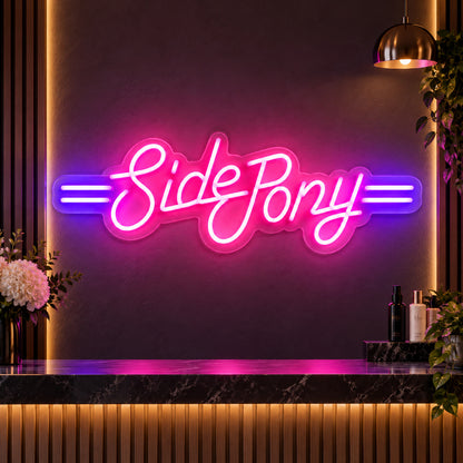 Side Pony LED Neon Sign for Salon, Light Up Business Decor - Shineneon
