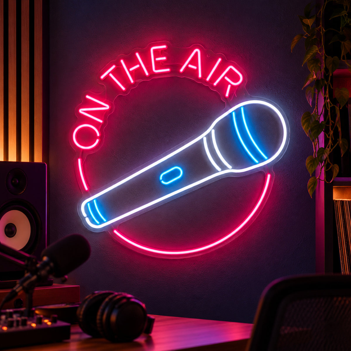 On The Air with Microphone LED Neon Sign, Dimmable Wall Light - Shineneon