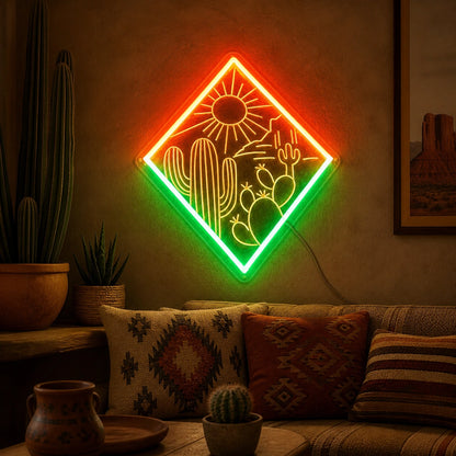 Southwest Cactus Sunset Vintage LED Neon Sign Home Neon Signs - Shineneon