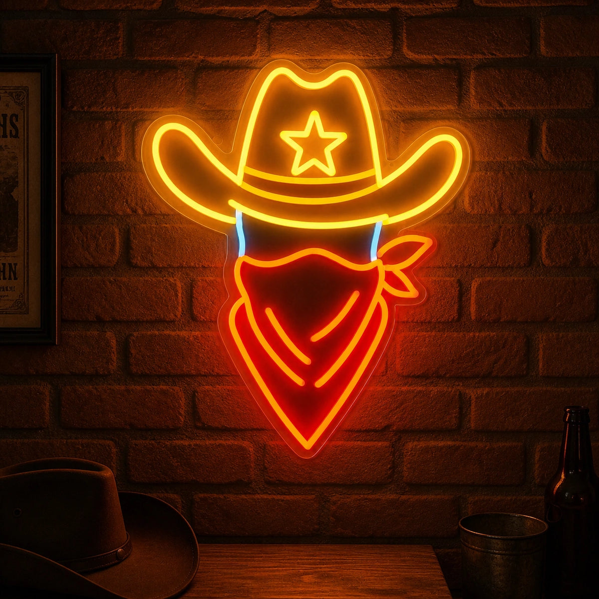Outlaw Cowboy Hat Vintage LED Neon Sign Wall Neon Signs - Shineneon