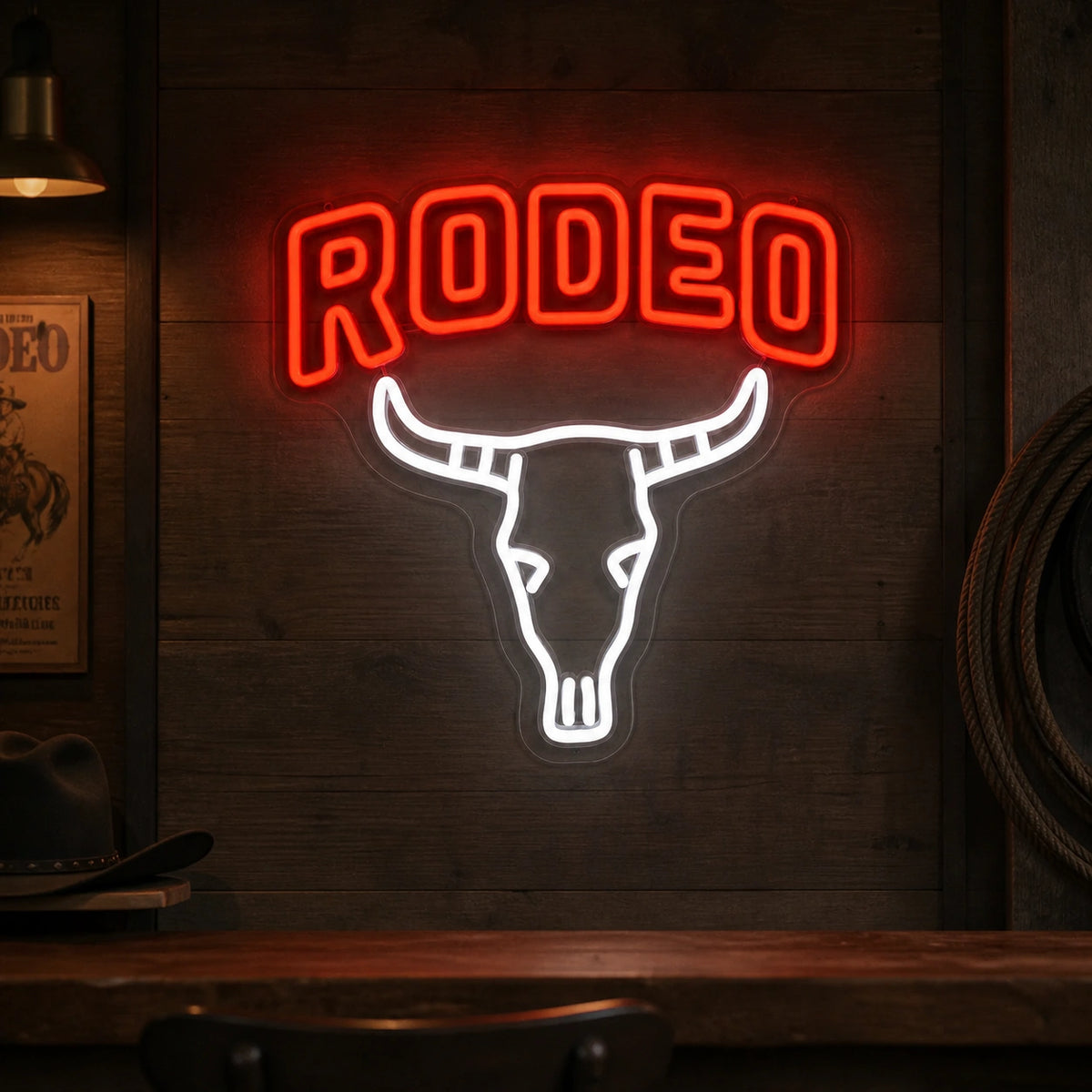 Rodeo Bull Skull Vintage LED Neon Sign Home Neon Signs - Shineneon