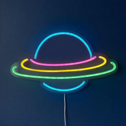 Planet Saturn LED Neon Sign Ringed Planet Two Tone - Facebook Ad Image