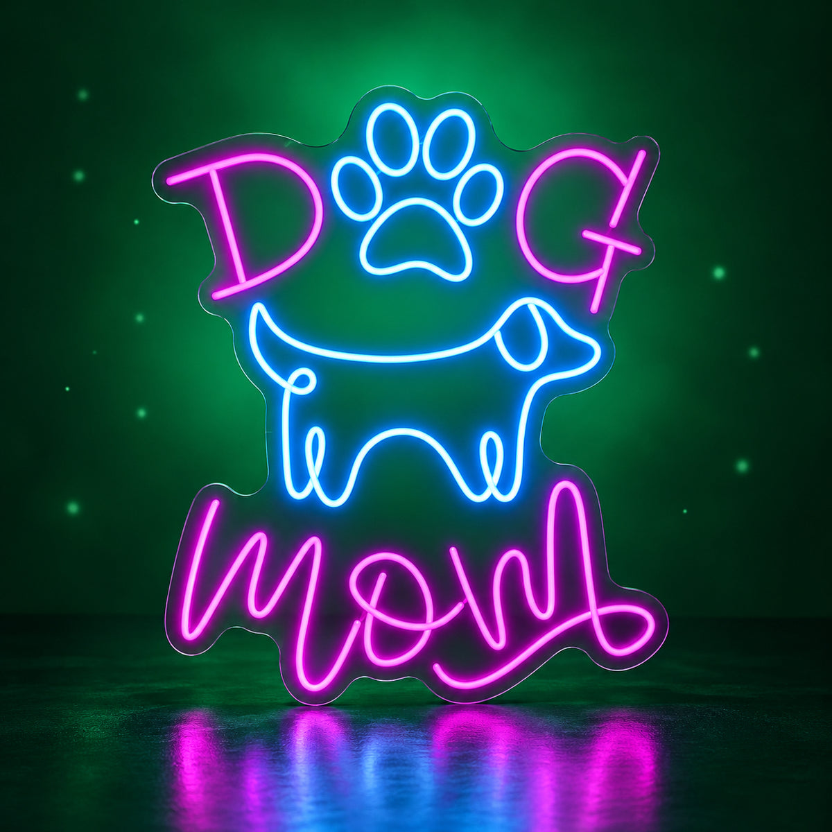 Dog Mom LED Neon Sign Warm Script Style - Facebook Ad Image