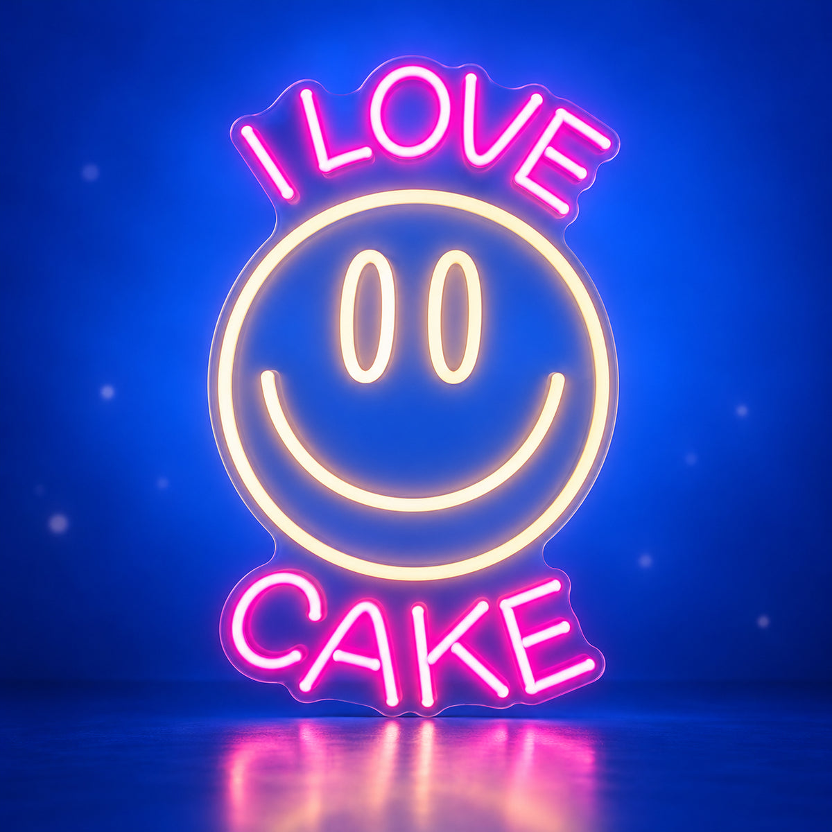 I Love Cake Smiley Face LED Neon Sign Dimmable Wall Light - Facebook Ad Image