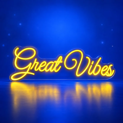 Great Vibes LED Neon Sign Dimmable Wall Light - Facebook Ad Image