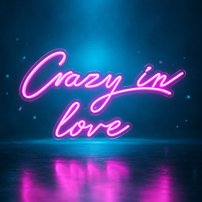 Crazy in Love LED Neon Sign Minimal Glow Script - Facebook Ad Image