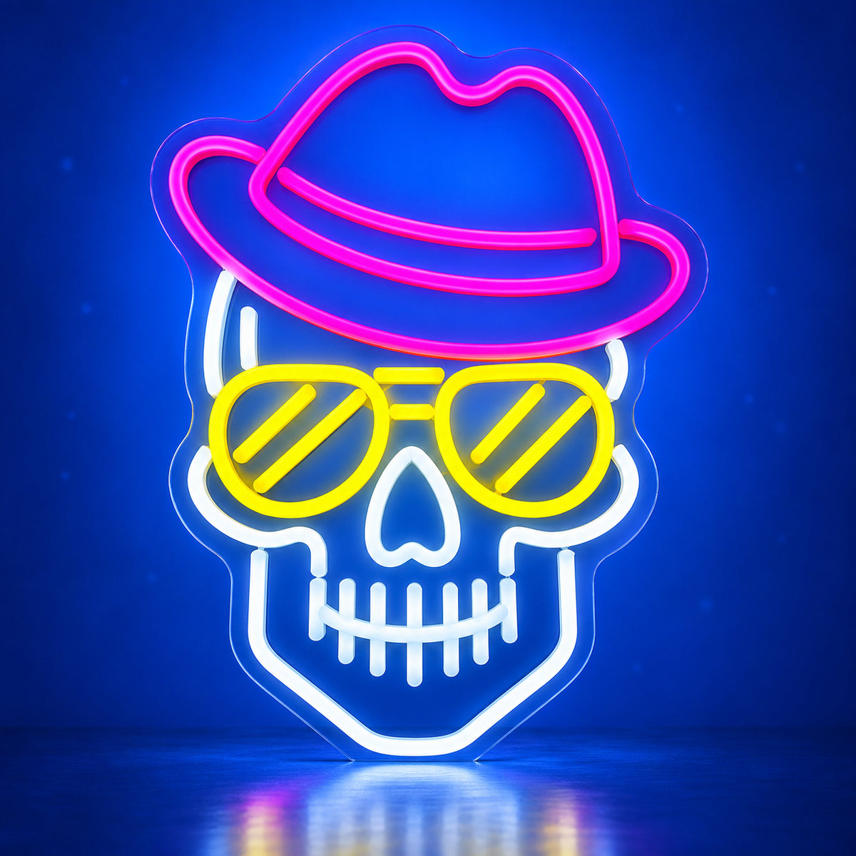 Skull Face Cool LED Neon Sign for Tattoo Studio Light Up Wall Decor - Facebook Ad Image