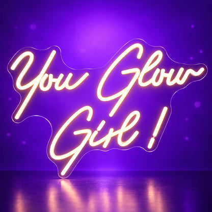 You Glow Girl LED Neon Sign Clean Script with Exclamation - Facebook Ad Image