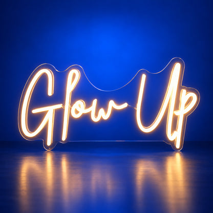 Glow Up LED Neon Sign Clean Script Design - Facebook Ad Image