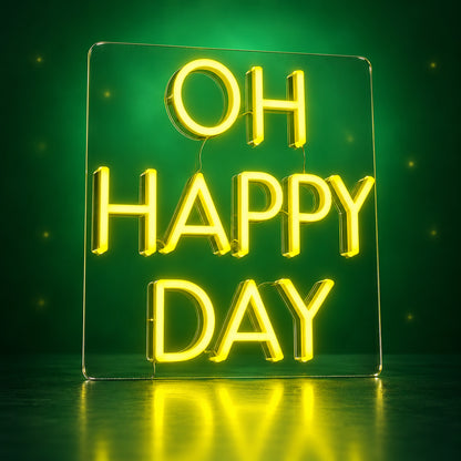 Oh Happy Day LED Neon Sign Dimmable Wall Light - Facebook Ad Image