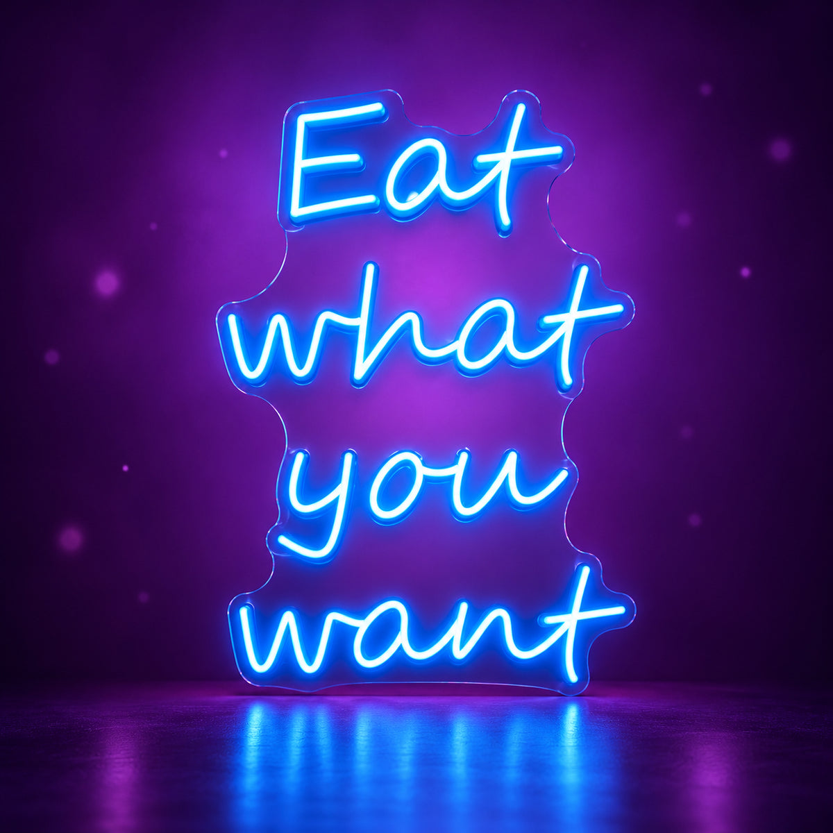 Eat What You Want LED Neon Sign for Bar Light Up Business Decor - Facebook Ad Image