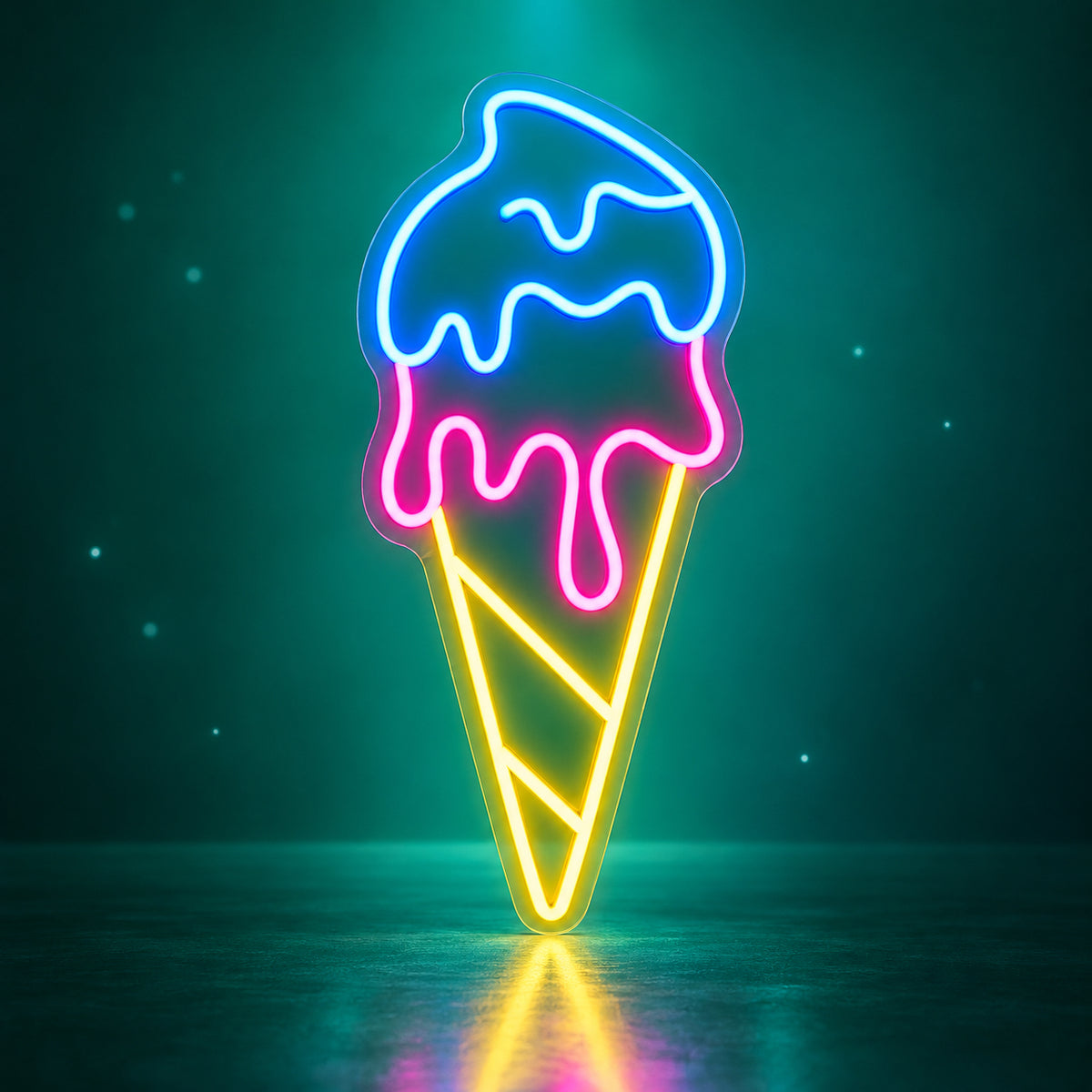 Ice Cream LED Neon Sign Vertical Cone Design - Facebook Ad Image