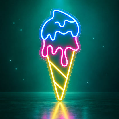 Ice Cream LED Neon Sign Vertical Cone Design - Facebook Ad Image