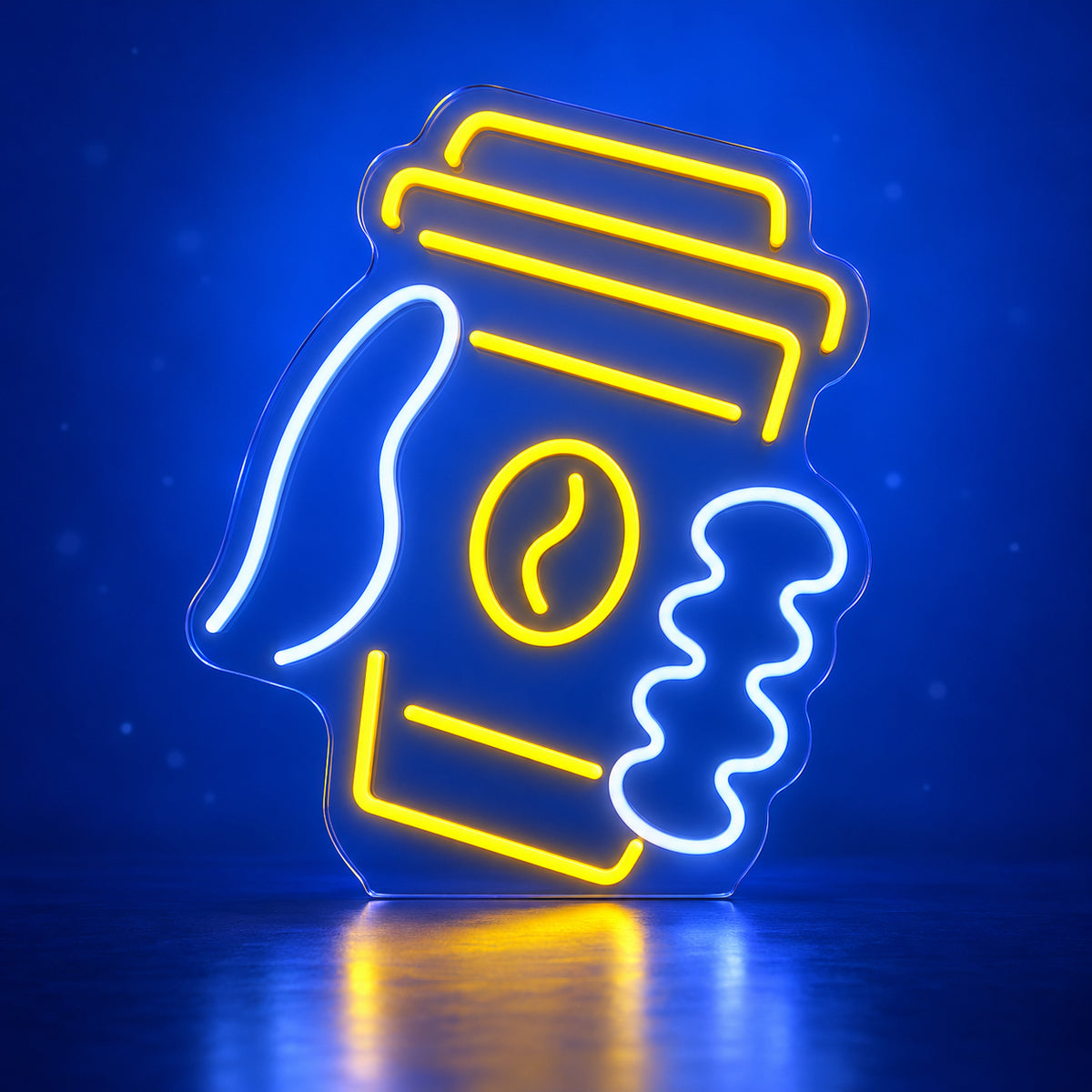 Coffee Cup LED Neon Sign Round Cup Emblem - Facebook Ad Image