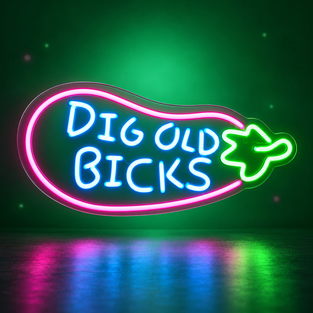 Dig Old Bicks LED Neon Sign for Man Cave Dimmable Wall Decor - Facebook Ad Image