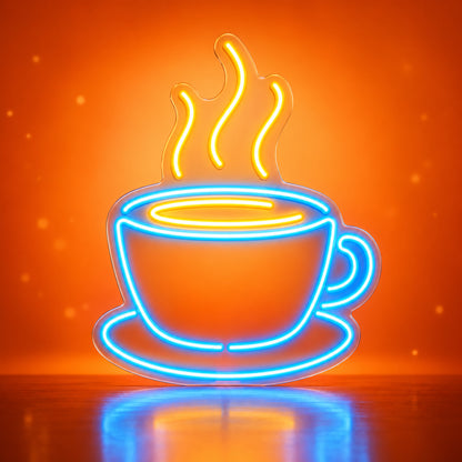 Coffee LED Neon Sign Cup with Rising Steam - Facebook Ad Image