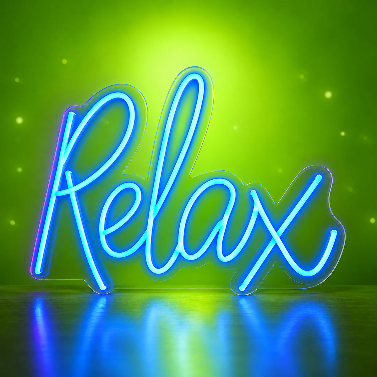 Relax LED Neon Sign Slim Script Design - Facebook Ad Image