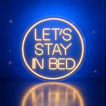 Let's Stay in Bed LED Neon Sign Circle Badge Design - Facebook Ad Image