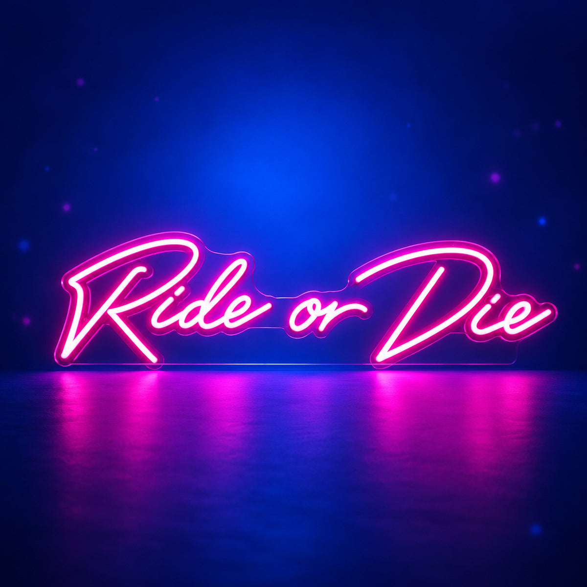 Ride Or Die LED Neon Sign Bold Pink Era Script - Facebook Ad Image