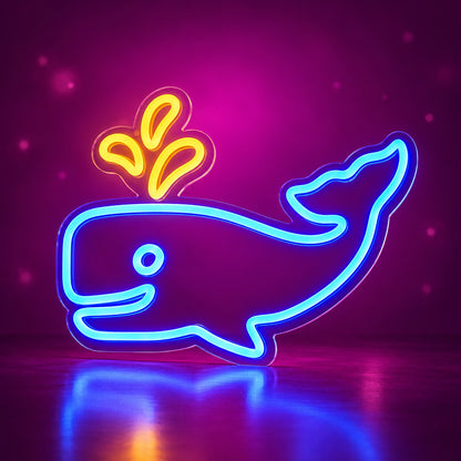Whale LED Neon Sign for Kids Room Dimmable Wall Decor - Facebook Ad Image