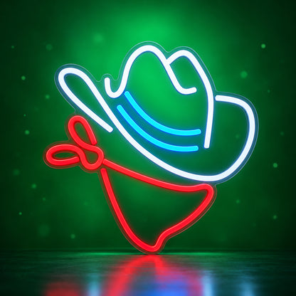 Cowboy Hat and Bandanna LED Neon Sign for Bar Light Up Business Decor - Facebook Ad Image