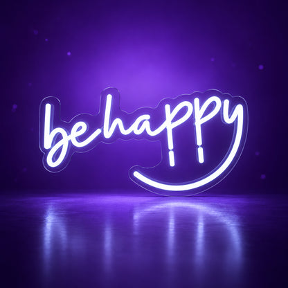 Be Happy LED Neon Sign Lowercase Minimal Style - Facebook Ad Image