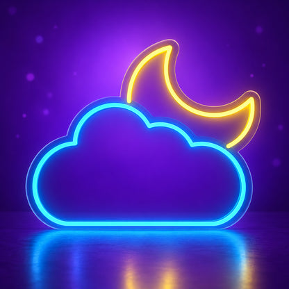 Cloud Moon LED Neon Sign Dimmable Wall Light - Facebook Ad Image