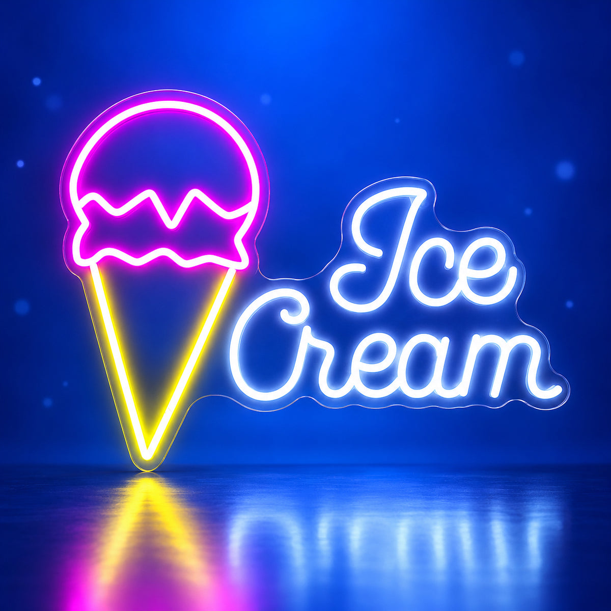 Ice Cream LED Neon Sign Circle Badge Design - Facebook Ad Image
