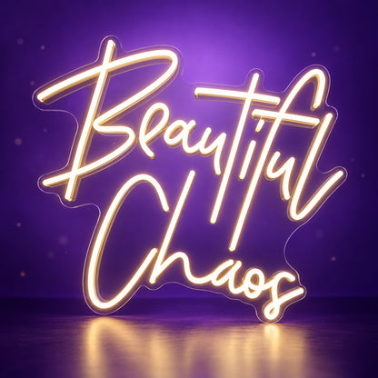 Beautiful Chaos LED Neon Sign Grand Warm Script - Facebook Ad Image