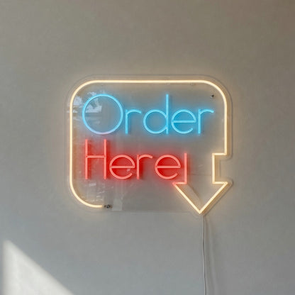 Order Here Restaurant Neon Light - Facebook Ad Image