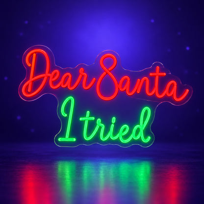 Dear Santa I tried Christmas Neon Light - Facebook Ad Image