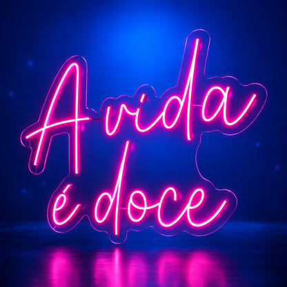 A Vida e Doce Life is Sweet Portuguese LED Neon Sign for Wedding - Facebook Ad Image