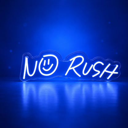 No Rush Smiley Face LED Neon Sign Dimmable Wall Light - Facebook Ad Image