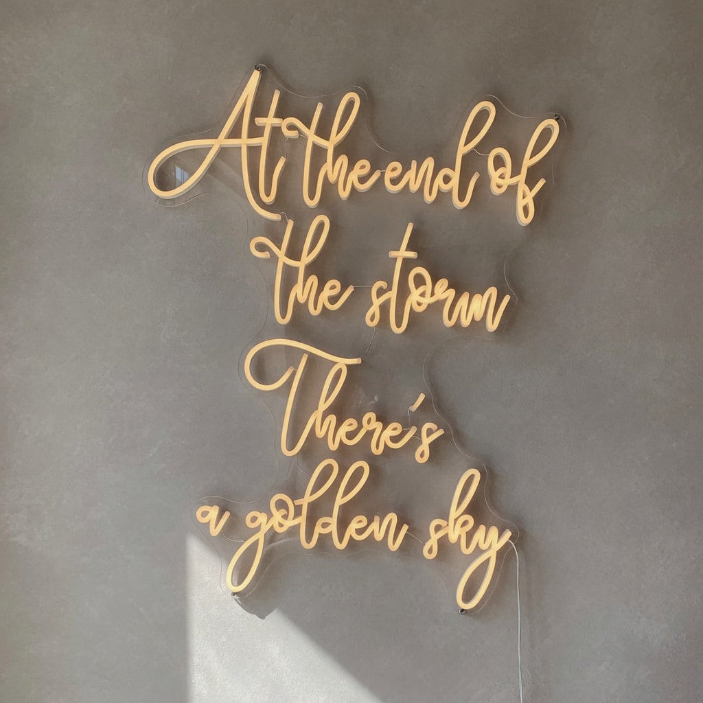 At The End Of The Storm There's a Golden Sky LED Neon Sign - Facebook Ad Image