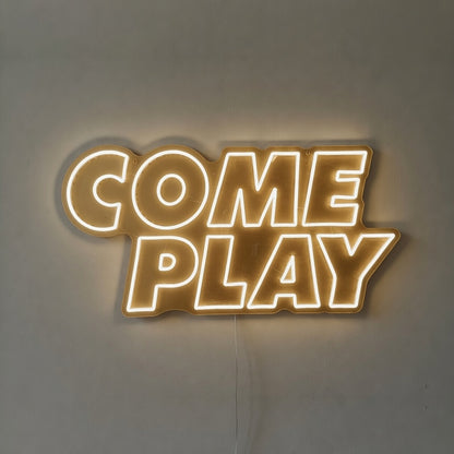 Come Play LED Neon Sign Dimmable Wall Light - Facebook Ad Image