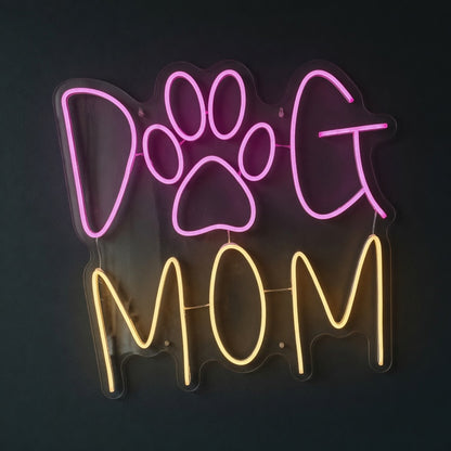 Dog Mom LED Neon Sign Caps with Paw Accent - Facebook Ad Image