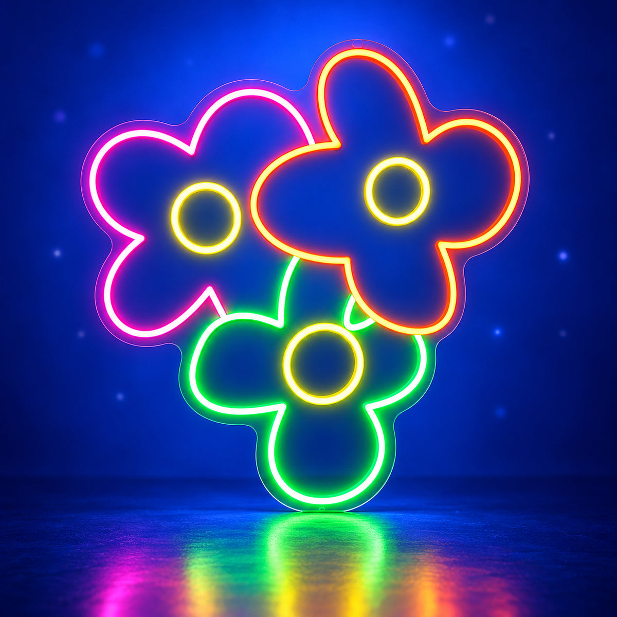 Colorful Flowers LED Neon Sign for Kids Room Dimmable Wall Decor - Facebook Ad Image