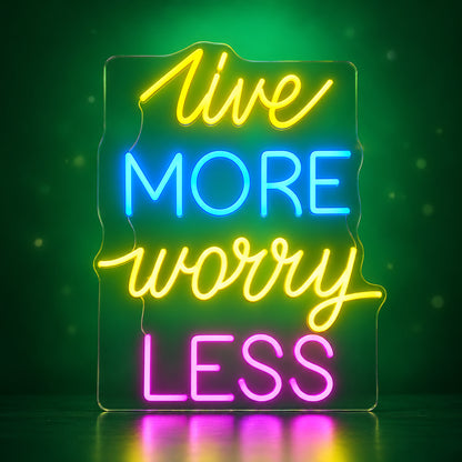 Live More Worry Less LED Neon Sign Multicolor Arc Stack - Facebook Ad Image