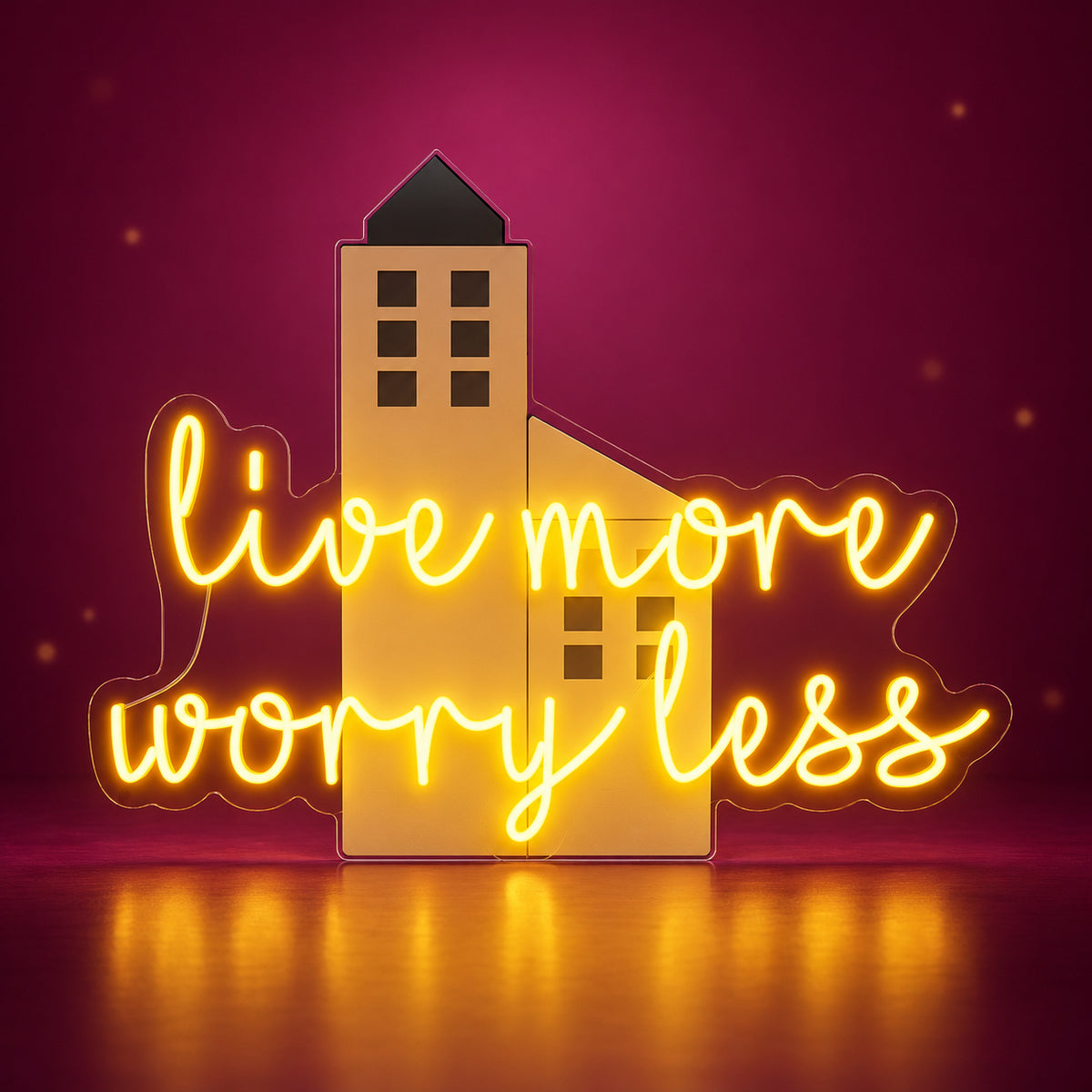 Live More Worry Less LED Neon Sign with House Icon - Facebook Ad Image