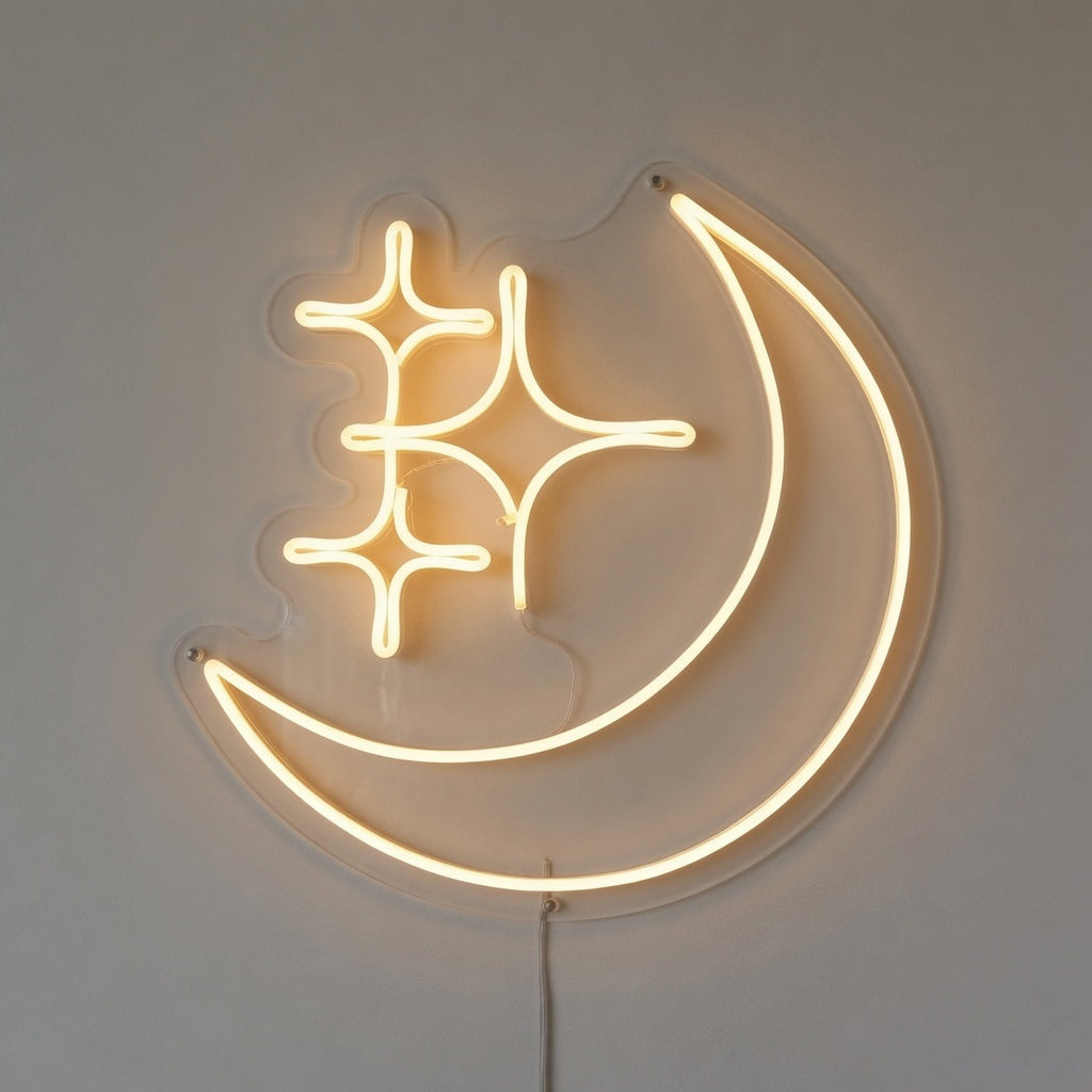 Stars and Moon LED Neon Sign for Man Cave Dimmable Wall Decor - Facebook Ad Image