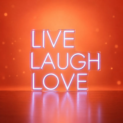 Live Laugh Love LED Neon Sign Stacked Caps Design - Facebook Ad Image