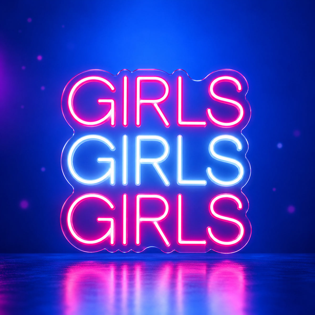 Girls Girls Girls LED Neon Sign Wide Cut - Facebook Ad Image