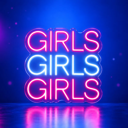 Girls Girls Girls LED Neon Sign Wide Cut - Facebook Ad Image