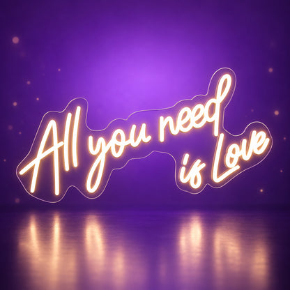 All You Need is Love LED Neon Sign Slanted Two Line Script - Facebook Ad Image