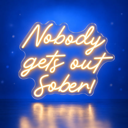 Nobody Gets Out Sober LED Neon Sign Dimmable Wall Light - Facebook Ad Image