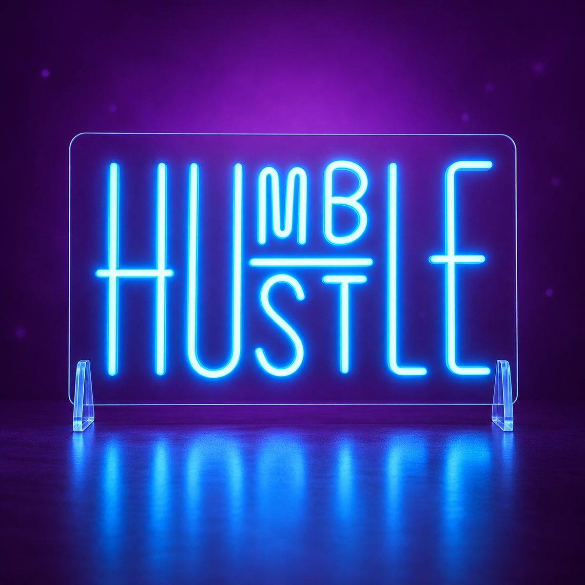 Hustle Humble LED Neon Sign for Office Light Up Business Decor - Facebook Ad Image