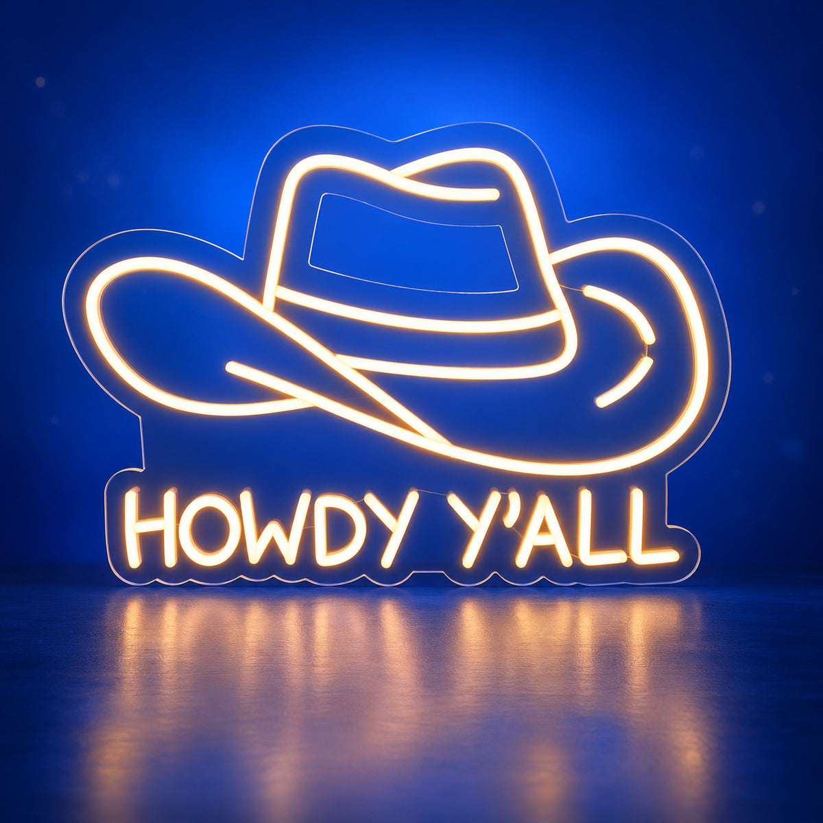 Howdy Y'all Cowboy LED Neon Sign for Bar Light Up Business Decor - Facebook Ad Image