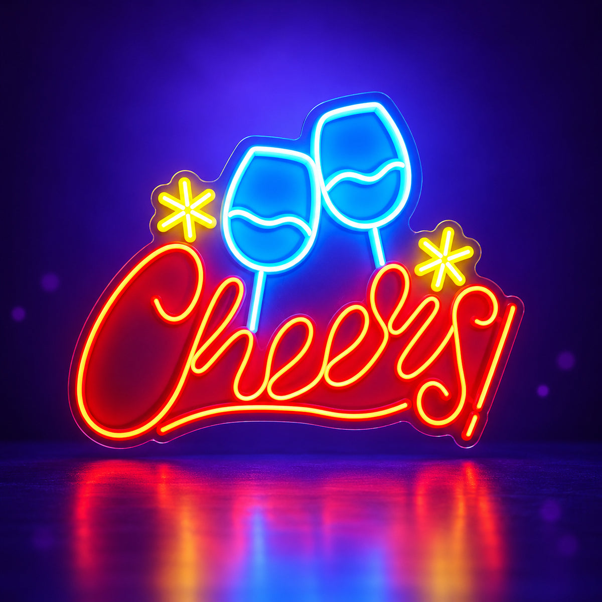 Cheers Champagne LED Neon Sign for Bar Light Up Business Decor - Facebook Ad Image