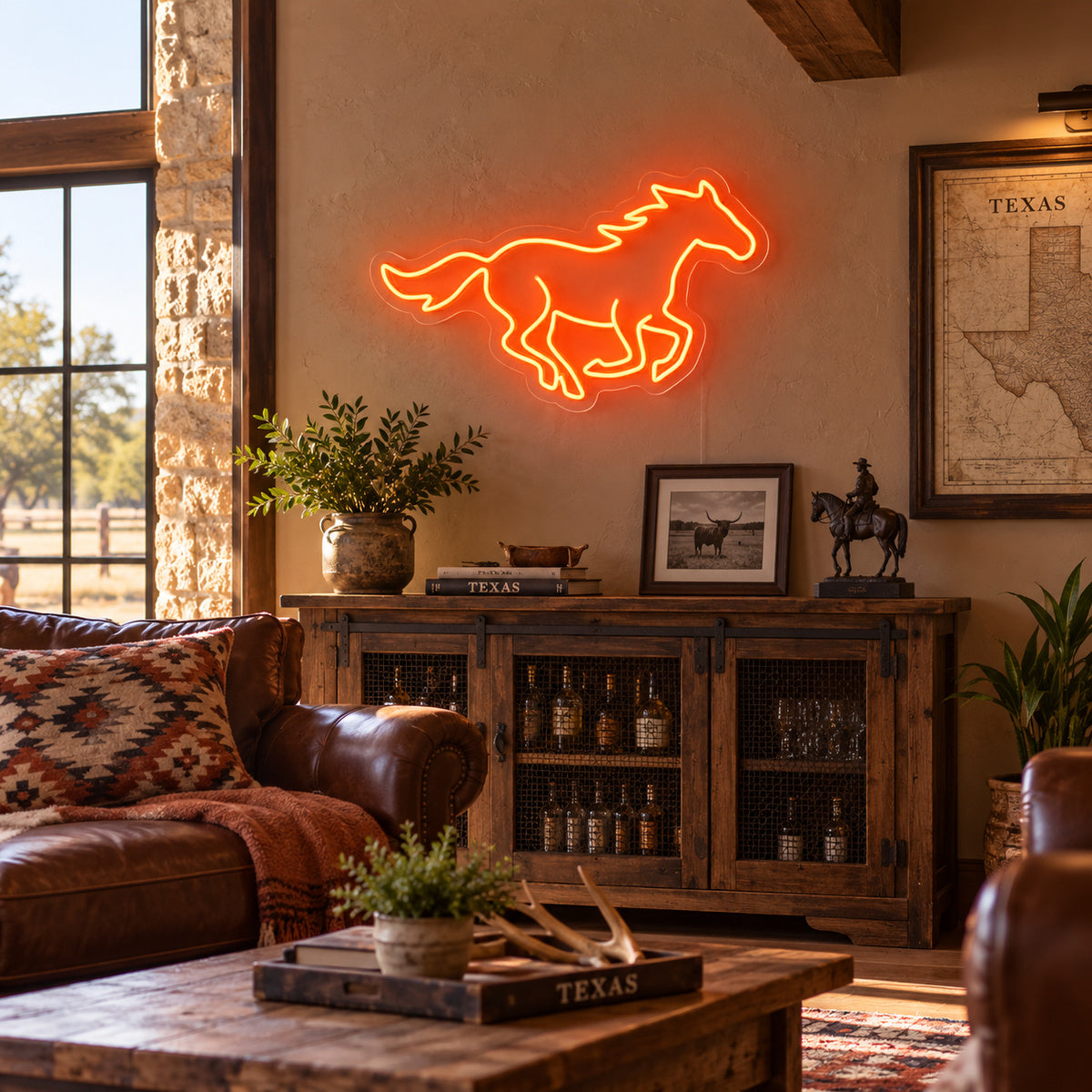 Running Mustang Western Bar Vintage LED Neon Sign Wall Neon Signs - Texas Home Scene