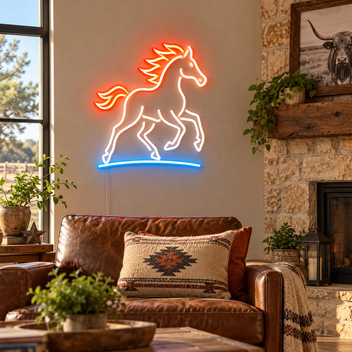 Ranch Horse Vintage LED Neon Sign Wall Neon Signs - Texas Home Scene